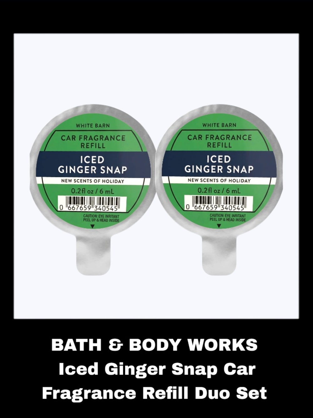 BATH & BODY WORKS Iced Ginger Snap Car Fragrance Refill Duo Set
